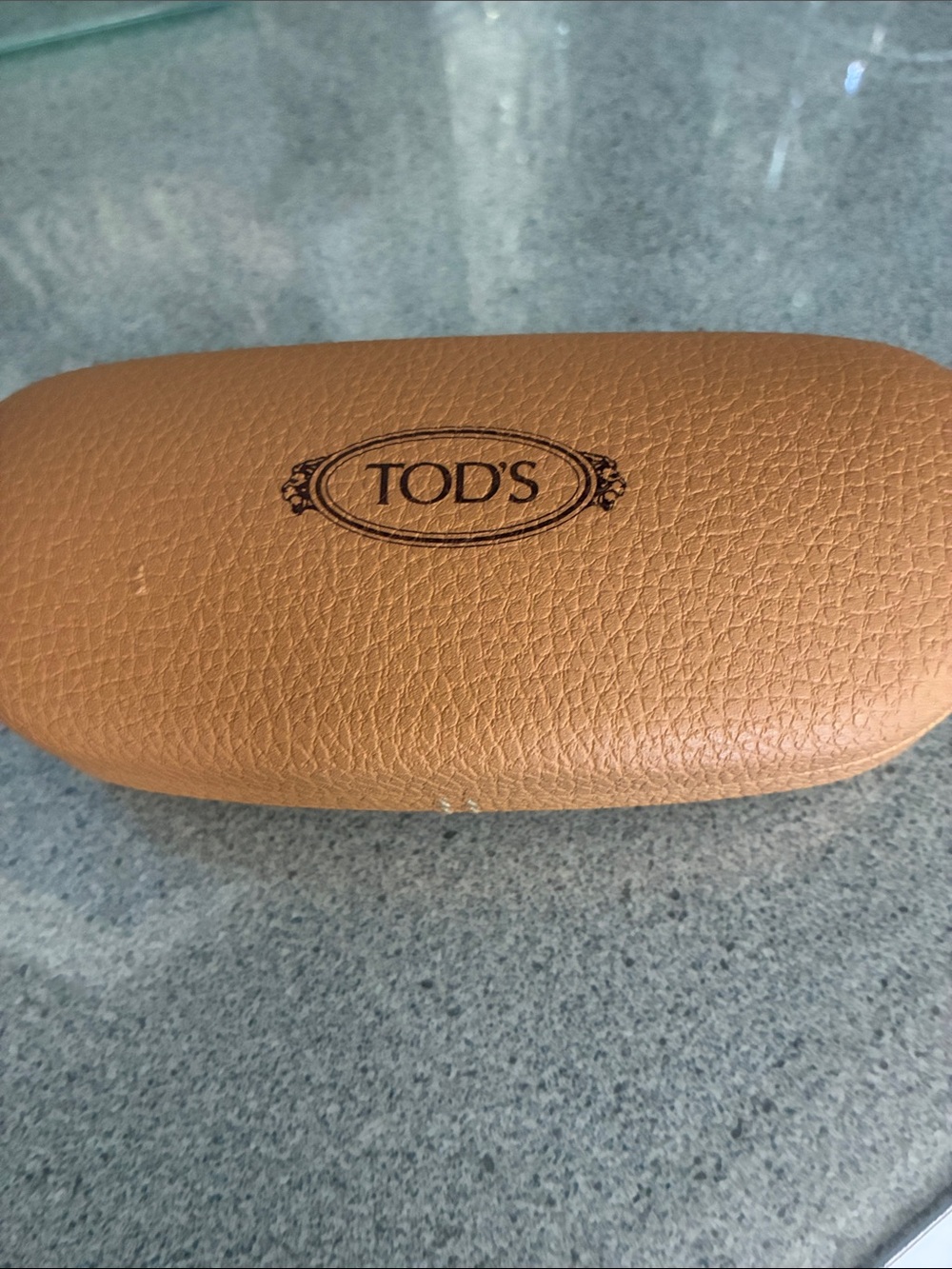 Tod's Cognac Pebbled Leather Sunglasses Case